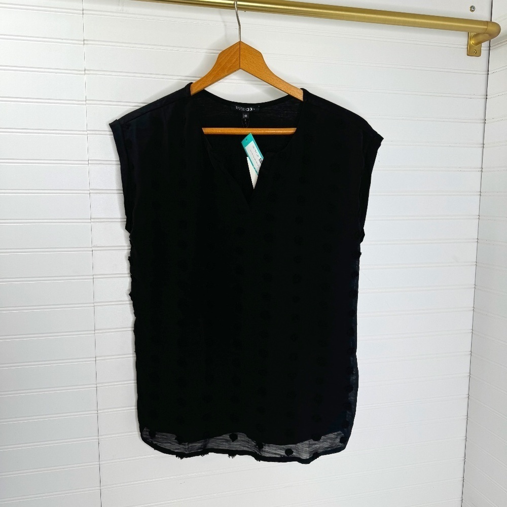 New Papermoon Reece Textured Mixed Material Blouse Black XS